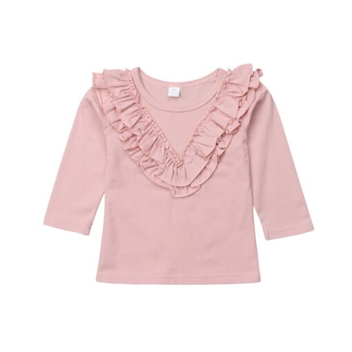 Brand New Kids Baby Girl Vintage Ruffled Collar Cotton Long Sleeve Tops T Shirt Lovely Baby Clothes