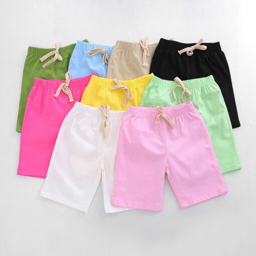 2-10 Yrs Kids Boys Trousers Knee Lenth Shorts Candy Color Girls Children Summer Beach Loose Shorts Pants Cotton&Linen