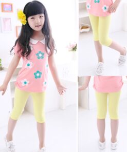 3-10years Girls Knee Length Kid Five Pants Candy Color Children Cropped Clothing Spring-Summer All-matches Bottoms Leggings