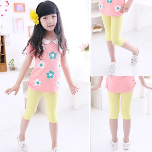 3-10years Girls Knee Length Kid Five Pants Candy Color Children Cropped Clothing Spring-Summer All-matches Bottoms Leggings