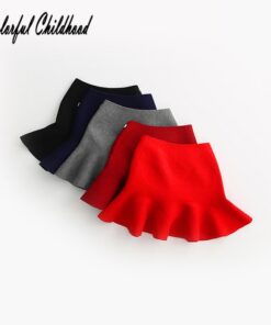 Adorable pleated tutu skirt children winter clothes warm cozy knitting bottoming skirt toddler baby girls clothing 2-6Yrs