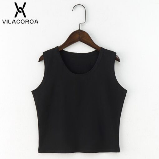 Black Round Neck Sleeveless Harajuku Women's T-Shirt Cotton Crop Top Women's Shirt Girls Lady Tee Tops Streetwear Camiseta Mujer