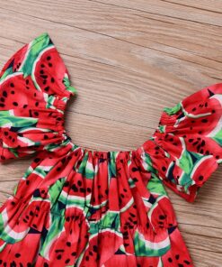 New Infant Toddler Newborn Baby Girls Watermelon Printed Sleeveless Bodysuit Sunsuit Jumpsuit Casual Clothes