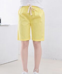 2-10 Yrs Kids Boys Trousers Knee Lenth Shorts Candy Color Girls Children Summer Beach Loose Shorts Pants Cotton&Linen