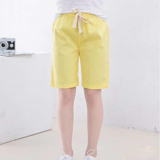 2-10 Yrs Kids Boys Trousers Knee Lenth Shorts Candy Color Girls Children Summer Beach Loose Shorts Pants Cotton&Linen