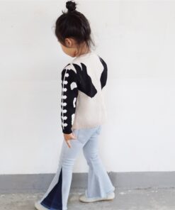 2018 New Girls Bell-bottomed Pants Elastic Waist Spring Children Trousers Outfits Baby Flare Costume Fashion Kids Vintage Jeans
