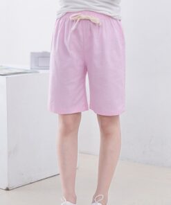 2-10 Yrs Kids Boys Trousers Knee Lenth Shorts Candy Color Girls Children Summer Beach Loose Shorts Pants Cotton&Linen