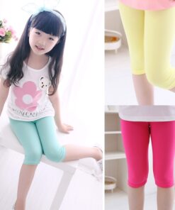 3-10years Girls Knee Length Kid Five Pants Candy Color Children Cropped Clothing Spring-Summer All-matches Bottoms Leggings