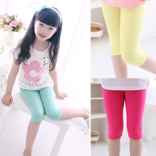 3-10years Girls Knee Length Kid Five Pants Candy Color Children Cropped Clothing Spring-Summer All-matches Bottoms Leggings