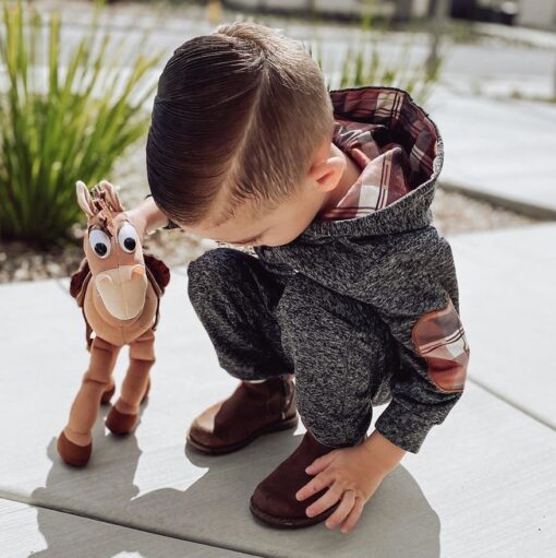 Baby Clothes Boy 6 Months Toddler Boy Winter Clothes Black Long Sleeve Hoodie Gray Plaid Print Cartoon Dinosaur Baby Boy Outfits
