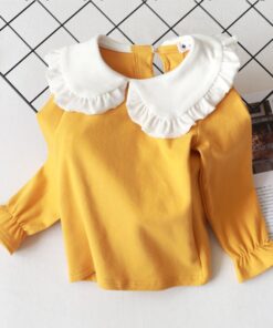 2020 Spring Autumn New Girls Shirts Kid's T-shirt Lapel Lace Casual Fashion White Doll Collar Shirt Children's Clothing