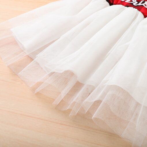 Christmas Letter Plaid Print Tulle Dress+headband Outfits Toddler Baby Girl Clothes Set My First Christmas Baby Girl Outfit