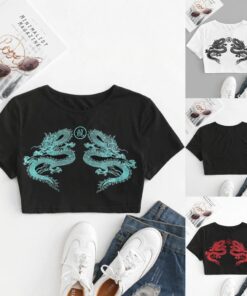 chinese style Dragon print summer t shirt Women Ladies girl Tie-dye Print Sleeveless Pullover Vest Tank tee Tops Shirts hot