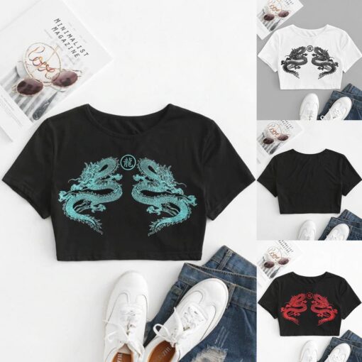chinese style Dragon print summer t shirt Women Ladies girl Tie-dye Print Sleeveless Pullover Vest Tank tee Tops Shirts hot