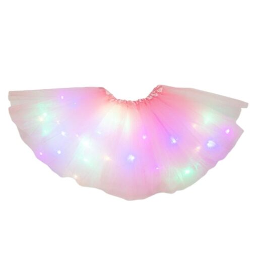 Women Girls Kids Neon LED Tutu Skirt Party Stage Dance Wear Pleated Layered Tulle Light Up Short Dress for 3-12 years old