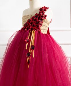 Girls Flower Fairy Costume Cosplay Petal Princess Fancy Dress For Children Halloween Costume For Kids Carnival Party Dress Up