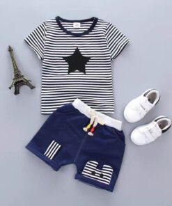 2020 New Baby Shirt Clothing Set Boys Girls Cute Summer Casual Wear Set Cartoon Mustache Top Denim Set Children's Clothes 1-4 Ye