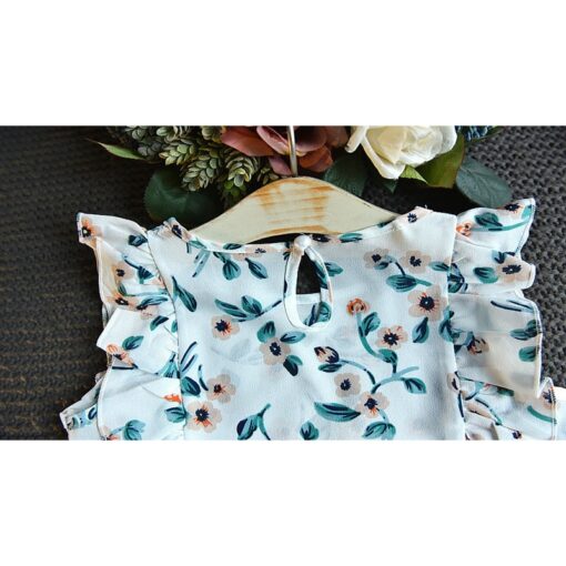 2020 New Summer Girls Green Cute Sleeveless Children's Floral Children's Clothing Girls Tops + Shorts 2 Sets Of Free Shipping