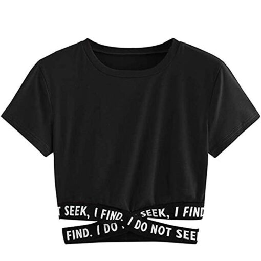 Summer Crop Top Women Top Solid Color Bandage Ladies Tshirt Womens Clothing Fashion Women Cropped T-shirt Casual Girls Shirts