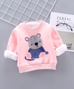 IENENS Winter Baby Girls Padded Pullovers Clothing Toddler Boy Sweatshirts Kids Cartoon Bear Hoodies T-shirt 1 2 3 4 Years