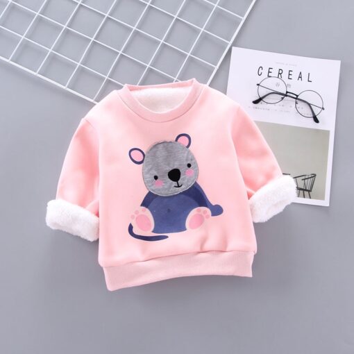 IENENS Winter Baby Girls Padded Pullovers Clothing Toddler Boy Sweatshirts Kids Cartoon Bear Hoodies T-shirt 1 2 3 4 Years