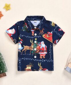 Autumn Baby Boy Short Sleeve Christmas Cartoon Print T-Shirts Kids Tops Casual Blouse 1-6Y T-Shirts