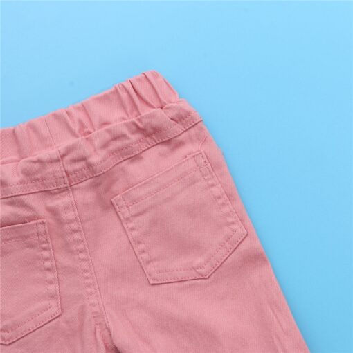 2020 Children Girl Pink Flare Pants Toddler Kids Baby Solid Holes Ripped Boot Cute Flare Long Pants Denim Bell-bottomed Trousers