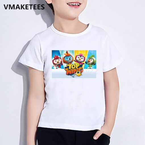 Kids Top Wing Cartoon Print Funny T-shirt Children Cute Clothes Girls & Boys Summer White Baby T shirt