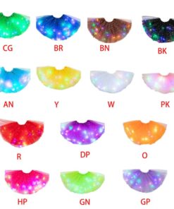 Women Girls Kids Neon LED Tutu Skirt Party Stage Dance Wear Pleated Layered Tulle Light Up Short Dress for 3-12 years old