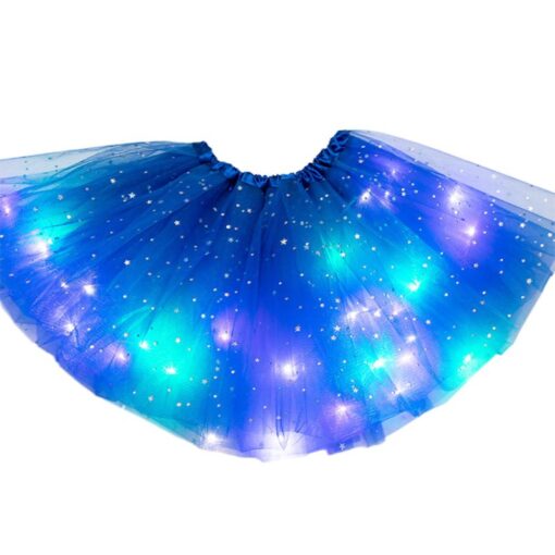 Women Girls Kids Neon LED Tutu Skirt Party Stage Dance Wear Pleated Layered Tulle Light Up Short Dress for 3-12 years old