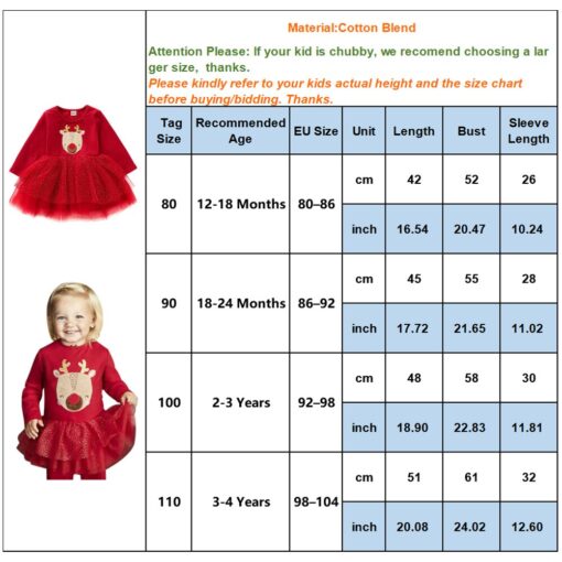 2-4 Years Christmas elk Print Girls Princess Dress Winter Long Sleeve Dresses for Girl birthday Party Cartoon Kids dress D30
