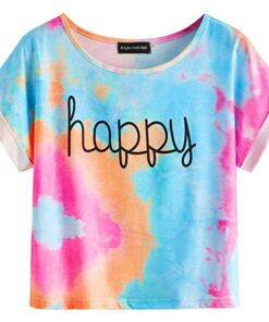Tie Dye T-Shirts Tops Kids Casual Girls Happy Letter Printed Children tshirt 2020 Summer tshirt for woman Short Sleeve Tees