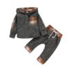 Baby Clothes Boy 6 Months Toddler Boy Winter Clothes Black Long Sleeve Hoodie Gray Plaid Print Cartoon Dinosaur Baby Boy Outfits