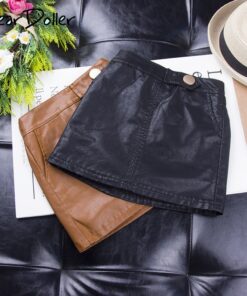 VearDoller Girls Skirt Spring Autumn Fashion Kids Leather Skirt for 1-6Years Baby Girl Button Decoration Children's Skirts