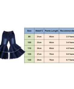 2-7 Y Toddler Kid Baby Girl Bell-Bottoms Pant Denim High Waist Wide Leg Jeans Trousers Pants