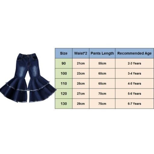 2-7 Y Toddler Kid Baby Girl Bell-Bottoms Pant Denim High Waist Wide Leg Jeans Trousers Pants
