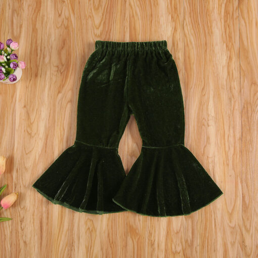 Infant Kids Baby Girls Velvet Bell-Bottoms Baby Children Long Flared Trousers Retro Casual Elastic Waist Pants for Kids 6M-6T