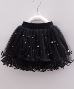 Kids Pearl Skirts Girls Mesh Beaded Clothes Children Ruffles Tutu Skirt Girl Multi-Layers Dance Princess Party Costumes