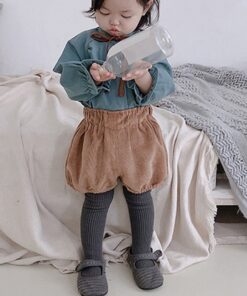 0-5T Autumn Winter Baby Girls Corduroy Thicken Warm Loose Elastic Pants Shorts Solid Color Mid Waist Wild