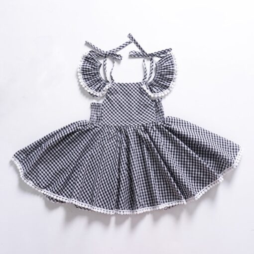 EACHIN Girls Dresses Fashion Baby Kids Girl Short Sleeve Off Shoulder A-Line Plaid Princess Dress Children Casual Beach Dresses