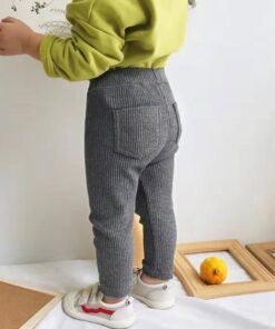 Autumn Baby Boys Girls Leggings Toddler Ribbed Pp Pants Kids Trousers Solid Color Little Boy Harem Casual Cotton Bottoming Pant