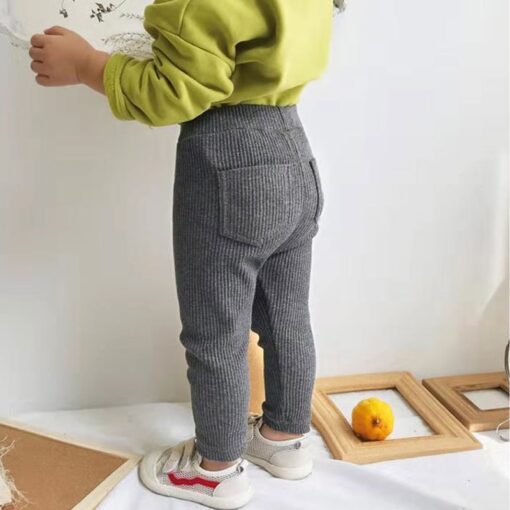 Autumn Baby Boys Girls Leggings Toddler Ribbed Pp Pants Kids Trousers Solid Color Little Boy Harem Casual Cotton Bottoming Pant