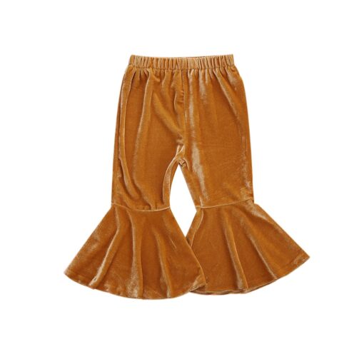 2020 New Toddler Kids Baby Girl Elastic Waist Velvet Flare Pant Bell Bottom Autumn Clothes