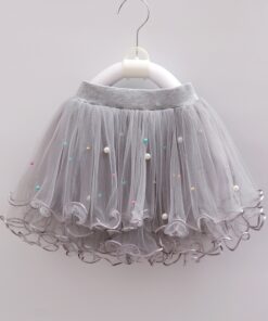Kids Pearl Skirts Girls Mesh Beaded Clothes Children Ruffles Tutu Skirt Girl Multi-Layers Dance Princess Party Costumes