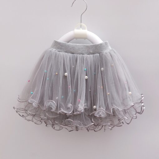 Kids Pearl Skirts Girls Mesh Beaded Clothes Children Ruffles Tutu Skirt Girl Multi-Layers Dance Princess Party Costumes