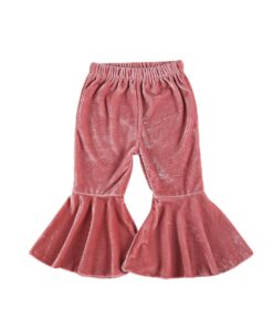 Infant Kids Baby Girls Velvet Bell-Bottoms Baby Children Long Flared Trousers Retro Casual Elastic Waist Pants for Kids 6M-6T