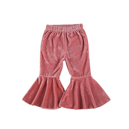 Infant Kids Baby Girls Velvet Bell-Bottoms Baby Children Long Flared Trousers Retro Casual Elastic Waist Pants for Kids 6M-6T