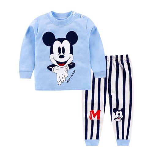 Children's Cotton Boys and Girls Baby Cotton Underwear Set Children's Autumn Clothes Long Pants Home Service Baby Clothes