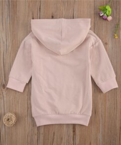 1-5Y Infant Kids Baby Girl Long Sleeve Hooded Dress Solid Color Pullover Clothes Autumn Winter Warm Top for Children