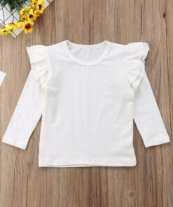1-5Y Toddler Kids Baby Girls Lace Casual Long Sleeve T-shirt Tee Tops Blouse Clothes Black White Red 3 Colors